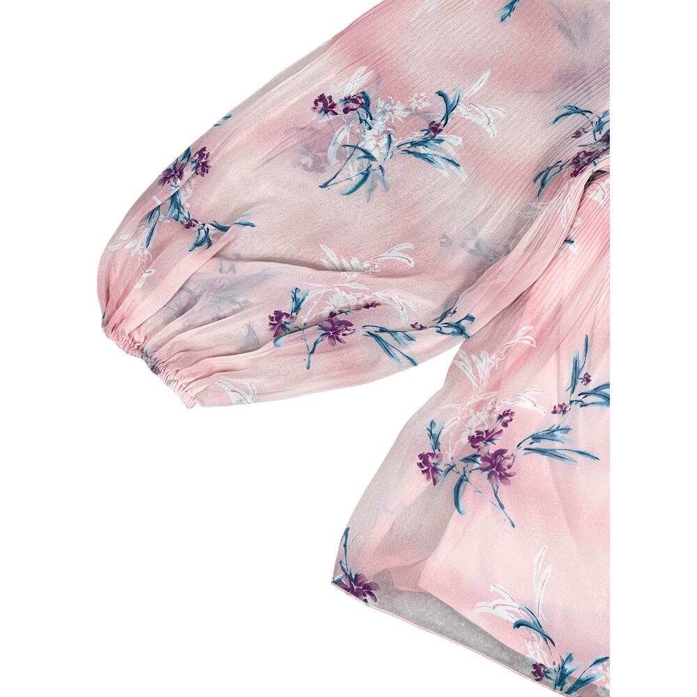 Lane Bryant Pink Floral Blouse Chiffon Overlay Off Shoulder Babydoll Size 22/24 - Picture 7 of 13